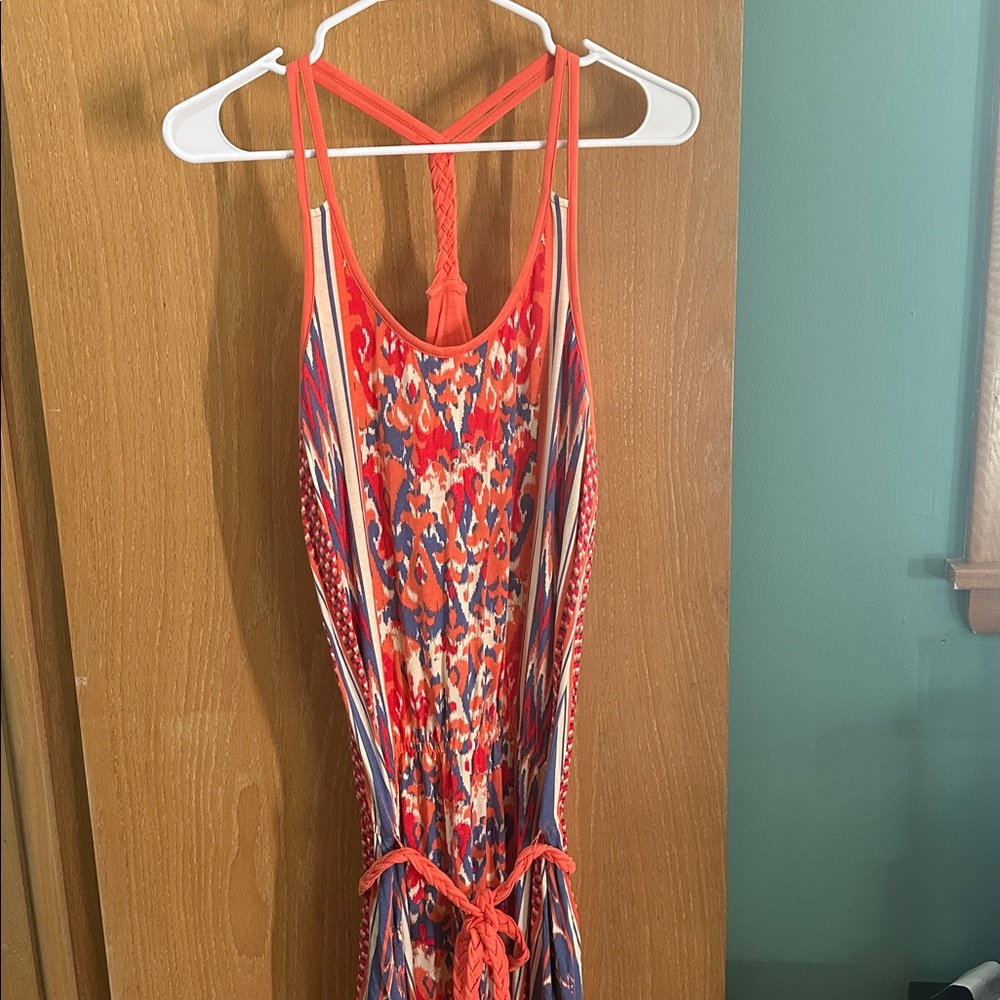 The North Face Orange and Red Patterned Tank Top